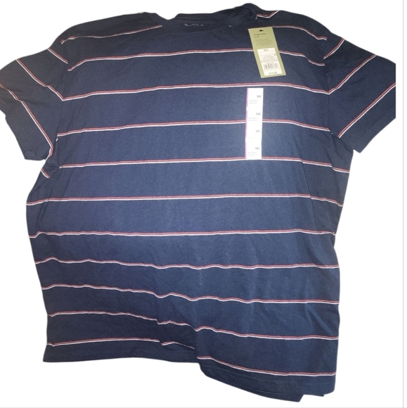 Mens Navy Striped Goodfellow T-Shirt and Original Use Grey Cargo Shorts Set XXL - Picture 4 of 8